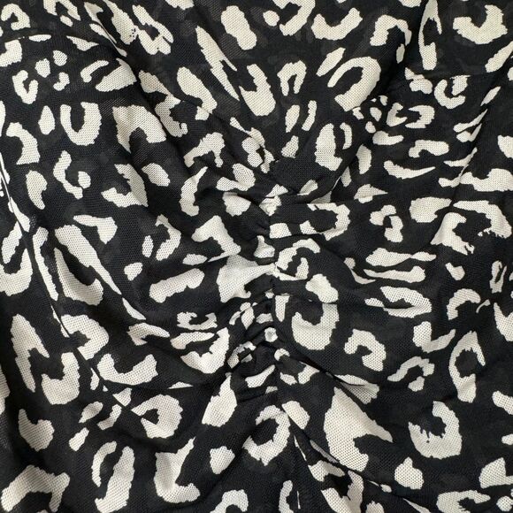 CABI woman's size small S Sweetheart animal print mesh ruched long sleeve top - Picture 8 of 11